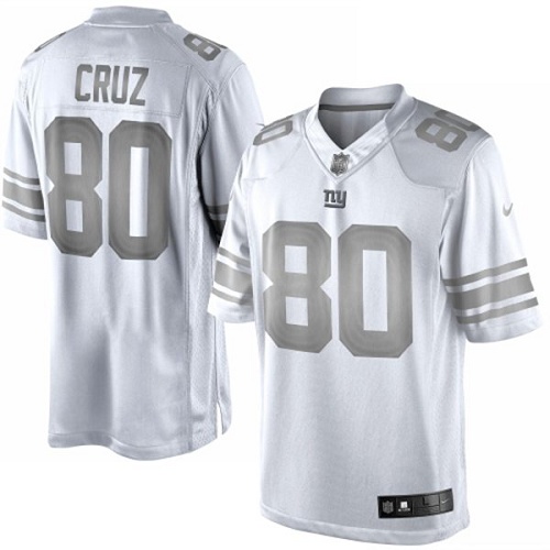 Men's Elite Victor Cruz Nike Jersey White - #80 Platinum NFL New York Giants